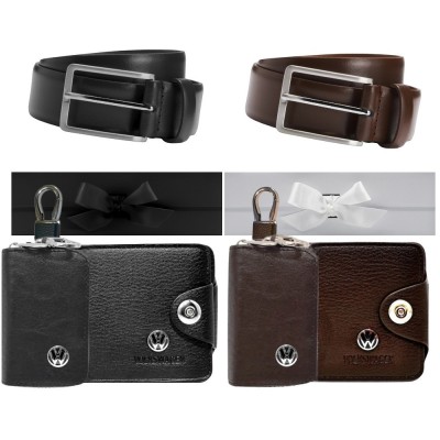 Set curea piele, portofel si husa chei cu sigla VW, negru/maro foto