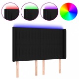 Cumpara ieftin Tablie de pat cu LED, negru, 147x16x118/128 cm, textil