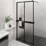 VidaXL Paravan duș walk-in cu raft negru 118x195cm sticlă ESG/aluminiu