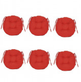 Set Perne decorative rotunde, pentru scaun de bucatarie sau terasa, diametrul 35cm, culoare rosu, 6 buc/set, Palmonix
