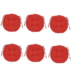 Set Perne decorative rotunde, pentru scaun de bucatarie sau terasa, diametrul 35cm, culoare rosu, 6 buc/set foto