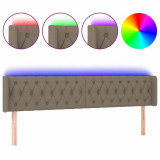 Cumpara ieftin Tablie de pat cu LED, gri taupe, 183x16x78/88 cm, textil