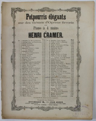 POTPURRIS ELEGANTS ..POUR PIANO A 4 MAINS par HENRI CRAMER : ROMEO UND JULIE von GOUNOD , INCEPUTUL SEC. XX , PARTITURA foto