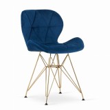 Scaun bucatarie/living, Artool, Nest, catifea, metal, bleumarin si auriu, 47x53x73 cm