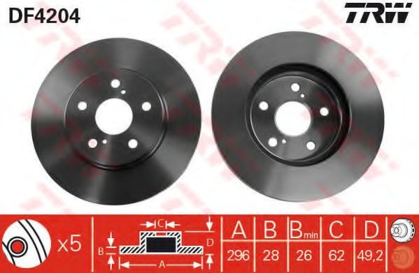 Disc frana LEXUS ES (MCV_, VZV_) (1996 - 2008) TRW DF4204