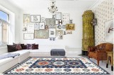 Covor pentru living, model albastru rustic