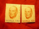 Serie Norvegia 1973 - Regele Olaf V , 2 valori, Nestampilat