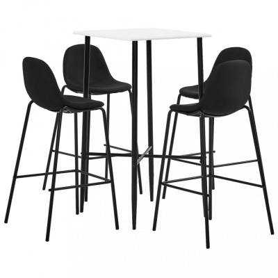 Set mobilier de bar, 5 piese, negru, material textil foto