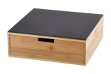 Cumpara ieftin Cutie depozitare capsule cafea 4 compartimente, bambus maro sticla neagra 31,5 x 30 x 11 cm