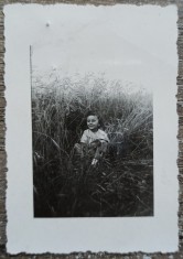 Copil jucandu-se in iarba// fotografie interbelica