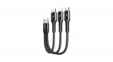 Joyroom 3in1 cablu de &icirc;ncărcare scurt USB - Lightning / USB tip C / micro USB, 3,5 A, 15 cm, negru (S-01530G9-LCM-negru)