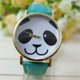 Cumpara ieftin NOU Ceas de dama verde fashion cadran imprimat panda curea piele eco GENEVA, Analog, Metal necunoscut