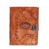 Agenda Jurnal din piele naturala maro deschis cu inchidere metalica - Evil eye