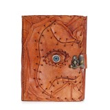 Agenda Jurnal din piele naturala maro deschis cu inchidere metalica - Evil eye