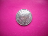HOPCT ROMANIA --50 BANI 1873 -RARA IN ACEASTA STARE !!! - -ARGINT--