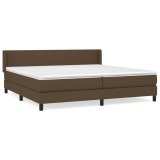 Cumpara ieftin Pat box spring cu saltea, maro inchis, 200x200 cm, textil