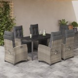 VidaXL Set mobilier de grădină cu perne, 7 piese gri deschis poliratan 3213041