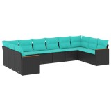 Cumpara ieftin Set canapele de gradina cu 10 piese si perne, poliratan negru