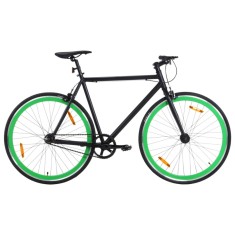 vidaXL Bicicleta cu angrenaj fix, negru ?i verde, 700c, 59 cm foto