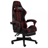 VidaXL Scaun racing suport picioare negru/roșu vin piele ecologică