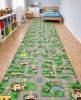 Traversa pentru Copii Roads, Tesatura Plata, Latime 1m, Marime 100 x 300 cm, Verde, Festonata Surfilata Tivita, Antialergica, Polipropilena, Gradinita