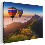 Tablou peisaj cu baloane cu aer cald la apus Tablou canvas pe panza CU RAMA 30x40 cm