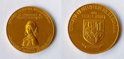 ŢĂRANCĂ DIN MUSCEL - Nicolae Grigorescu -Expo Filatelica Arges Medalie rara 1989 foto