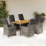 vidaXL Set mobilier de grădină cu perne, 7 piese, gri, poliratan 3276728