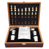 Set Sticla 4 Pahare, Palnie, Sah, Cutie Speciala Tabla De Sah, Piese De Sah, Sticla 8 Oz, Sticla Personalizata