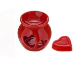 Suport Ceramic Pentru Aromaterapie cu 1 Inima Rosie de Ceara, Valentine's Day, 8 x 7.5 cm