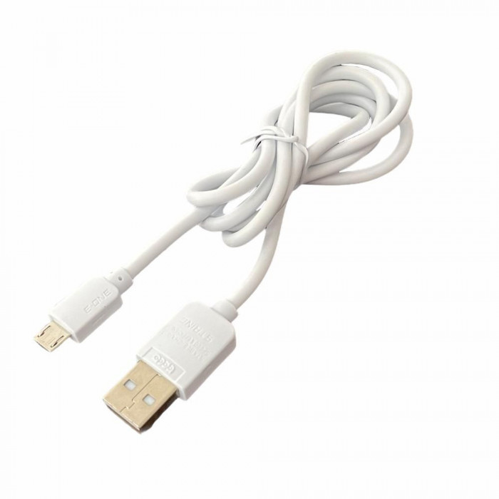 Cablu USB A mufa, USB B micro mufa, USB 2.0, lungime 1m, alb, T146079