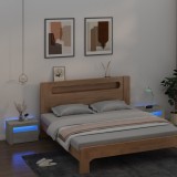 Cumpara ieftin Noptiere cu LED-uri, 2 buc., gri beton, 60x35x40 cm