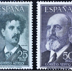 SPANIA 1955 , 1956 - PERSONALITATI , FORTUNY , QUEVEDO 2 SERII COMPLETE MLH