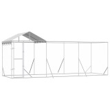 Cumpara ieftin Padoc de exterior cu acoperis argintiu 6x2x2,5m otel galvanizat