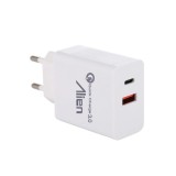 Incarcator Retea USB A + Tip C, 2.4A, Quick Charge 3.0