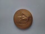 Sergiu Celibidache Ilustru Dirijor .Medalie bronz placat cu aur .Reprezentare si gravura exceptionale .Diametru 50 mm .O PIESA DEOSEBITA .De colectie
