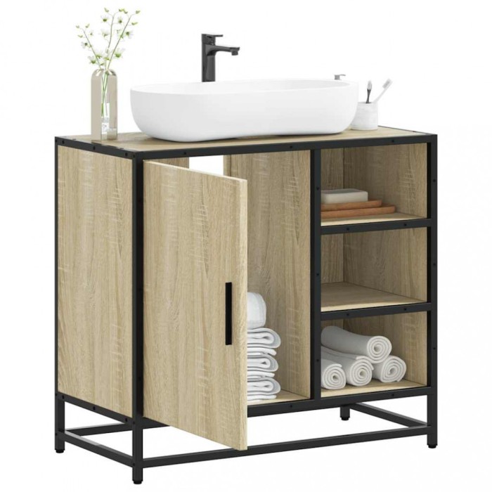 vidaXL Dulap de chiuvetă baie stejar sonoma 65x33x60 cm lemn prelucrat