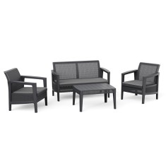 Atlas linea set de mobilier de grădină din plastic cu pernă grafit-gri