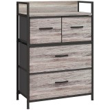 HOMCOM Mobilier de depozitare stil industrial comodă 4 sertare din material textil pliabile și detașabile și 1 raft 60 x 29 x 85 cm gri | Aosom Romani