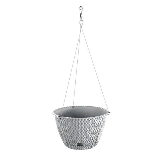 Ghiveci decorativ cu lant, rotund,​​​​​​​ gri, 23x14.5 cm, Splofy WS