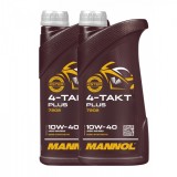 Pachet 2 litri Ulei Motor MANNOL 4-Takt Plus 10W40 Sintetic cu Ester (Moto 4T, Ambreiaj Umed)