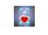 Lampa USB LED Ursulet Iridescent Inima Rosie in Cutie Cadou 14x15x19cm