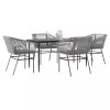 Gossi set de sufragerie de gradina 5 piese sticla poliratan gri