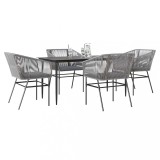 Gossi set de sufragerie de gradina 5 piese sticla poliratan gri