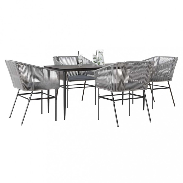 Gossi set de sufragerie de gradina 5 piese sticla poliratan gri