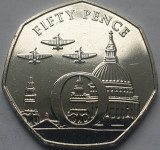 50 pence 2020 Isle of Man , Spitfires flying over St.Paul&#039;s Cathedral, unc, Europa