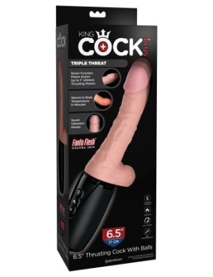 Dildo 6.5&amp;quot; Thrusting Cock with Balls - Triple Threat Light foto