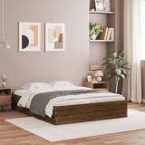 VidaXL Cadru de pat cu sertare, stejar maro, 140x190 cm lemn prelucrat