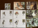 Madagaskar - maimute - serie 4 timbre MNH, 4 FDC, 4 maxime, fauna wwf