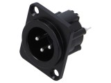 Conector XLR AMPHENOL AX3MDVB 3 pini, soclu tată, 15A 133V, IP40, lipire 14AWG